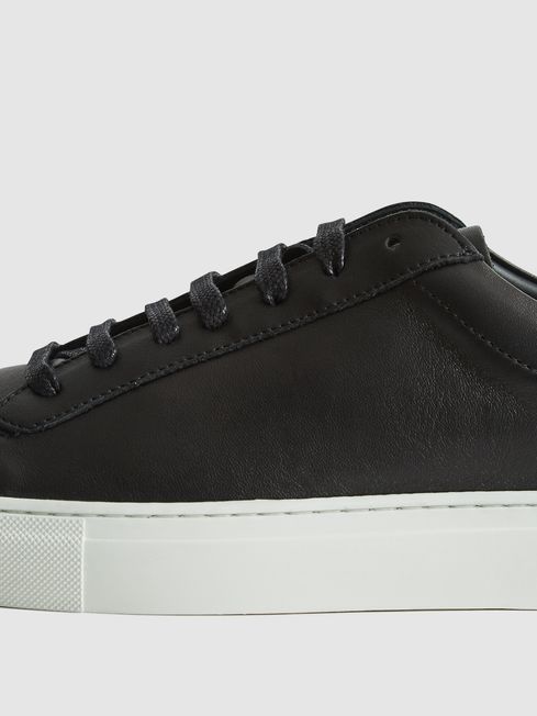 Reiss Black Finley Leather Trainers 