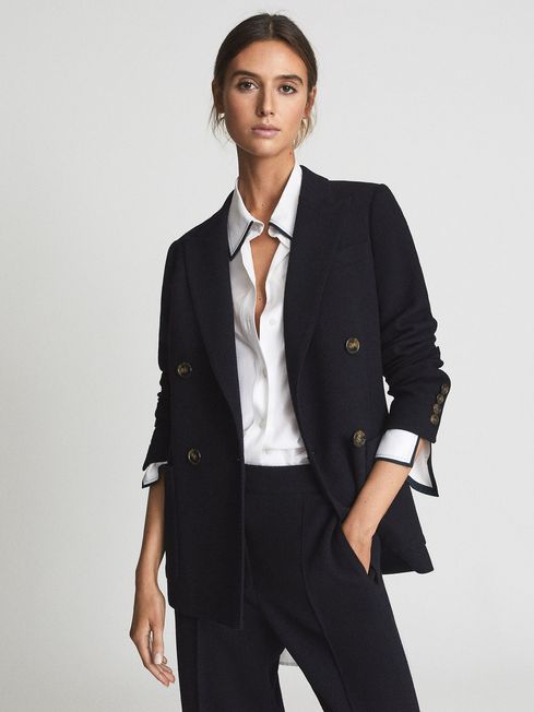 Womens navy wool blazer