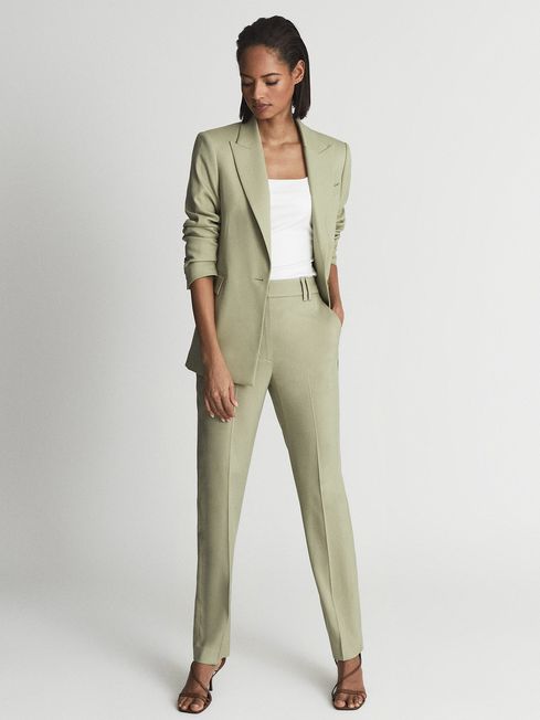Reiss Pale Green Brooke Regular Tapered Mixer Trousers