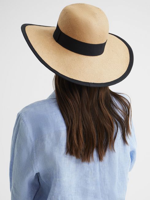Reiss Natural Nina Raffia Woven Wide Brim Hat