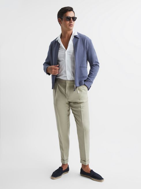 Reiss Soft Sage Slate Tapered Trousers