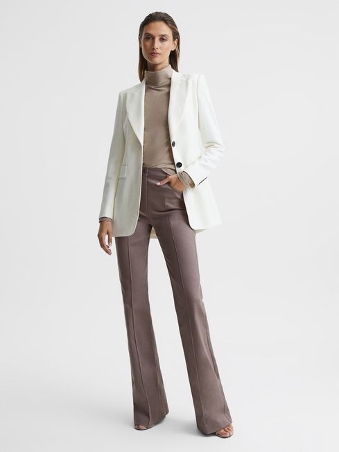 Reiss Taupe Phoebe Second Skin Roll Neck Top