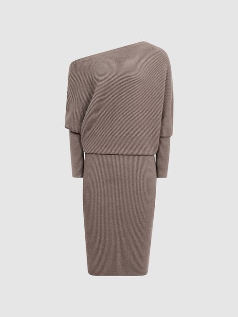 Reiss Mink Lara Off-Shoulder Ribbed 