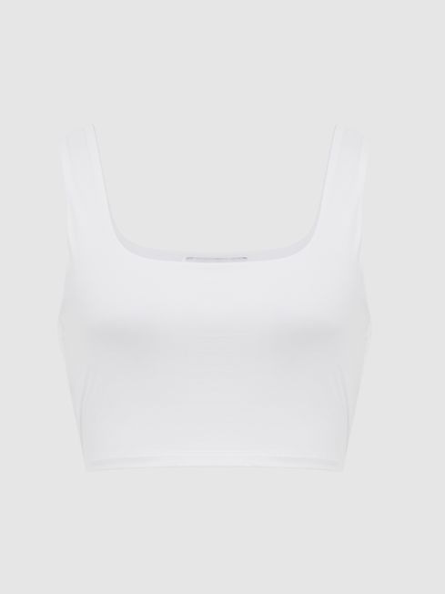 Reiss White Fae Square Neck Crop Top