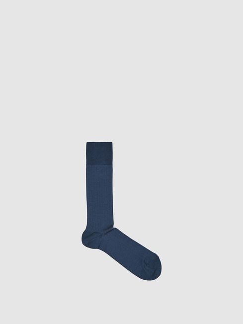 Reiss Airforce Blue Fela Ribbed Socks
