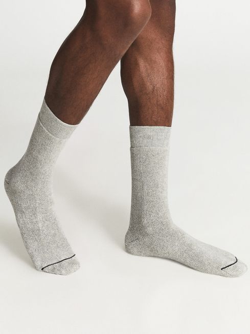 Reiss Grey Melange Alers Cotton Blend Terry Socks