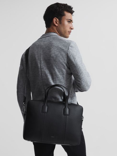 Reiss Black Carter Leather Briefcase
