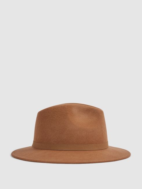 Reiss Camel Clive Wool Trilby Hat