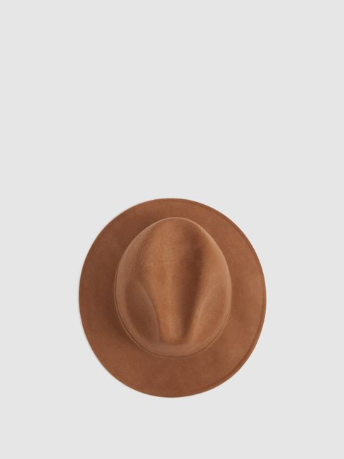 Reiss Camel Clive Wool Trilby Hat
