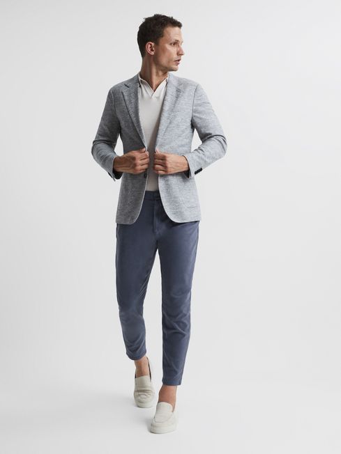 Reiss Airforce Blue Hammond Brushed Cotton Relaxed Fit Trousers