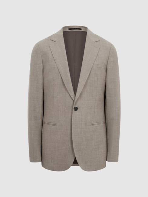 Reiss Light Brown Rope Single Breasted Textured Blazer