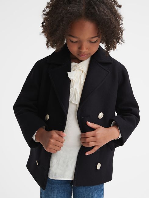 Reiss Navy Maddie Junior Wool Pea Coat
