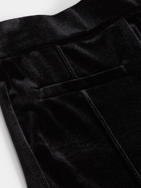 Reiss Black Joy Senior Velvet Flared Trousers