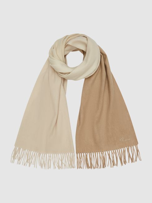 Reiss Neutral Picton Woven Cashmere Blend Scarf