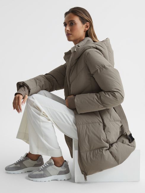 Reiss Mink Rosa Hooded Mid Length 