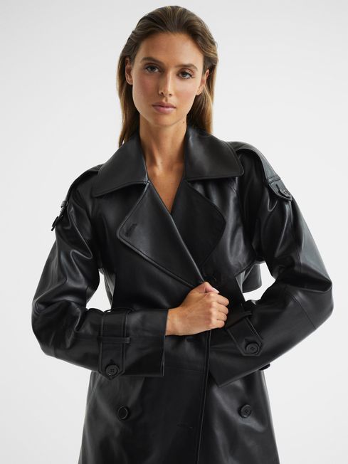 Reiss Maya Leather Trench Coat - REISS