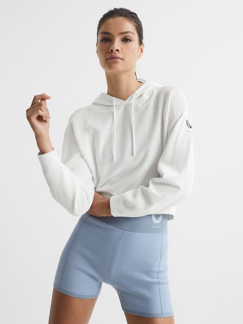Reiss White Shay Ribbed Hoodie