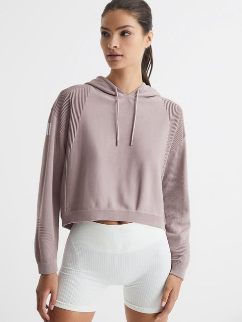 Reiss Mauve Shay Ribbed Hoodie