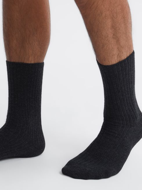 Reiss Charcoal Corby Wool Cashmere Blend Socks