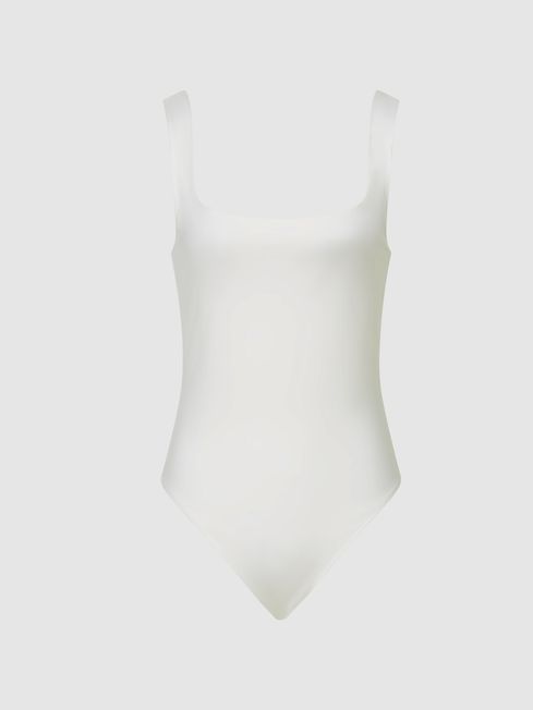 Reiss White Laurie Square Neck Jersey Body