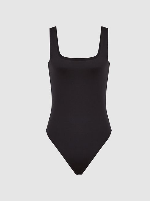 Reiss Black Laurie Square Neck Jersey Body