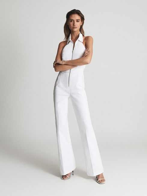Reiss White Pennie Denim Halter 