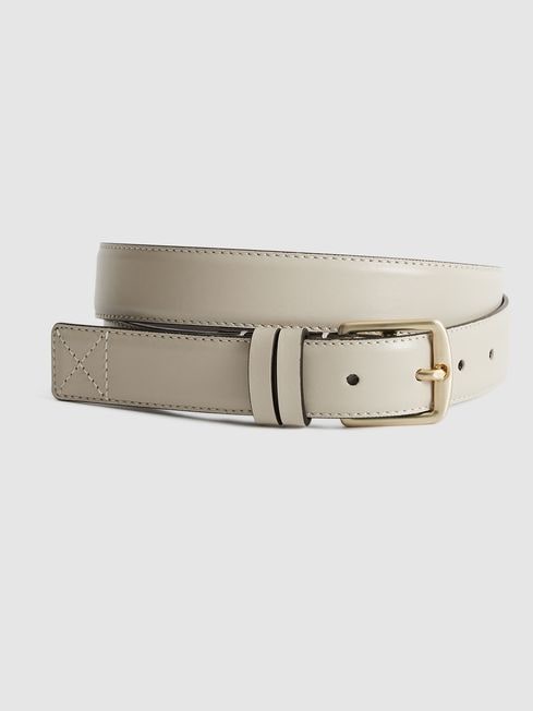 Reiss White/Mineral Pink Addison Leather Belt