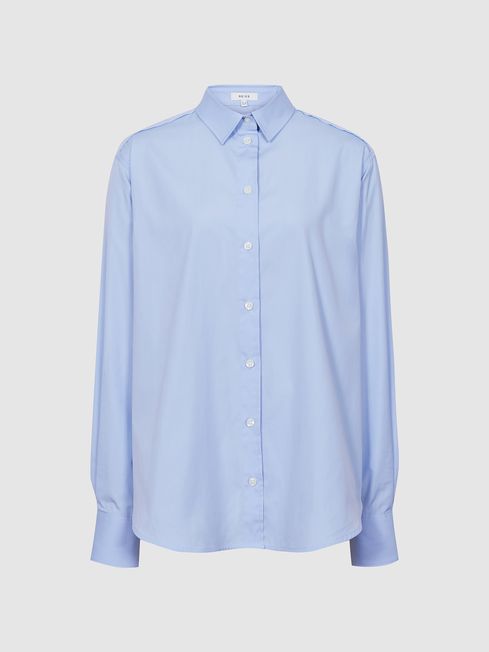 Reiss Blue Jenny Cotton Poplin Shirt
