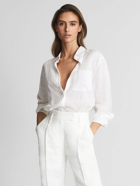 Reiss White Campbell Linen Shirt 