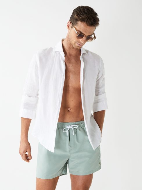 Reiss Mint Wave Plain Drawstring Swim 