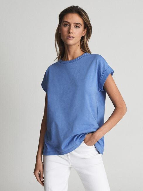 Reiss Blue Tereza Cotton-Jersey T-shirt