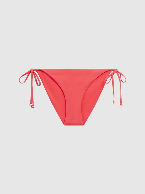 Reiss Pink Ripley Tie Side Bikini Bottoms