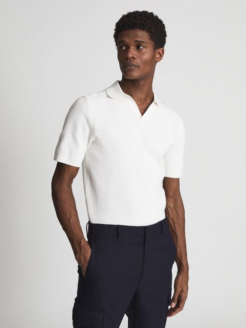 Reiss White Cumbria Texture Open Collar 
