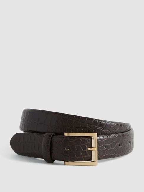 Reiss Dark Brown Albany Leather Belt