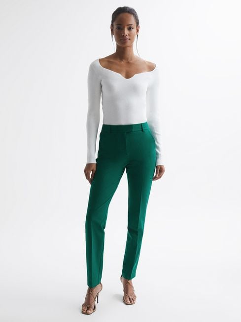 Reiss Dark Green Joanne Slim Fit Tailored Trousers