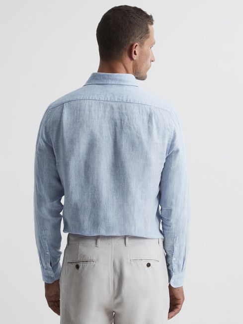 Reiss Light Blue Ruban Linen Regular 