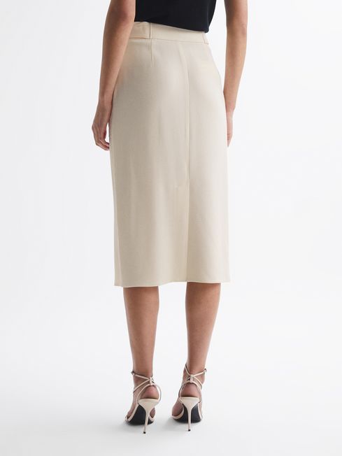 Reiss Cream Dani Button-Up Slip Skirt