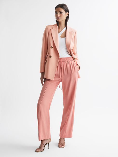 Double Breasted Twill Blazer - REISS