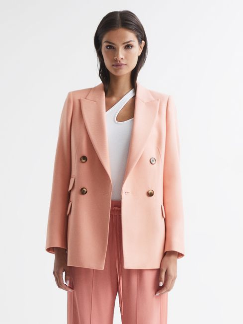 Double Breasted Twill Blazer | REISS 