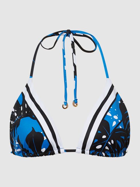 Reiss Blue Callie Printed Triangle Bikini Top