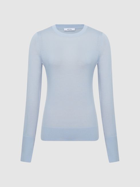 Reiss Blue Clara Crew Neck Knitted 