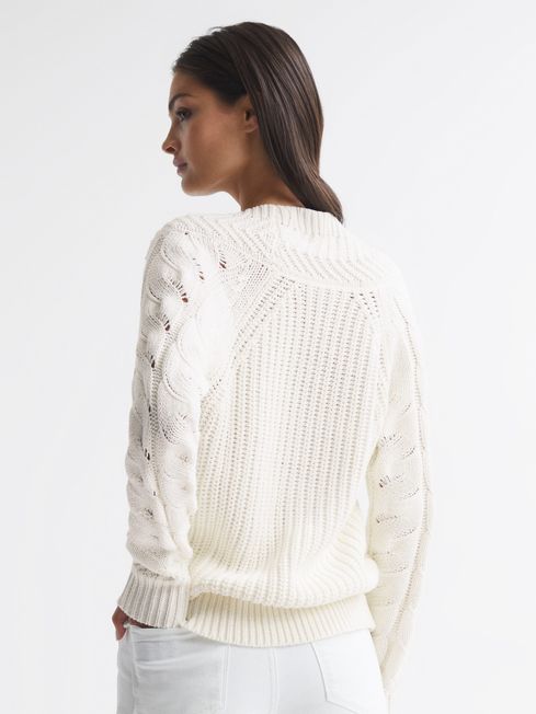 Reiss Ivory Claudine Cable Knit Shawl 