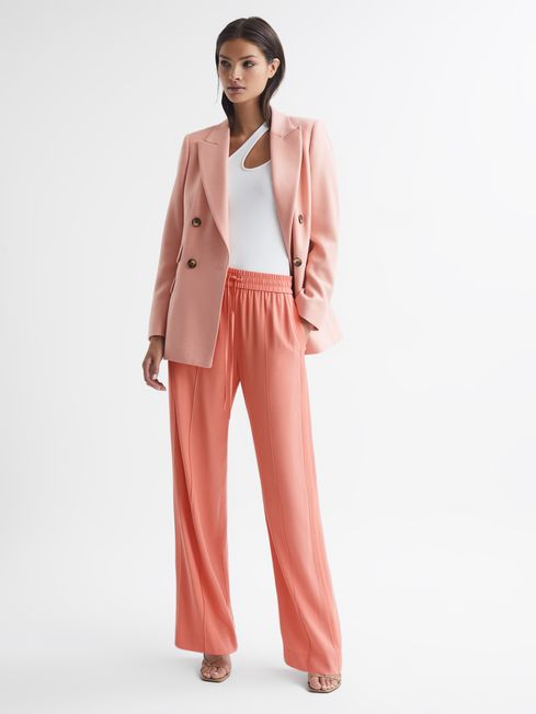 Reiss Pink Mina Wide Leg Trousers - REISS