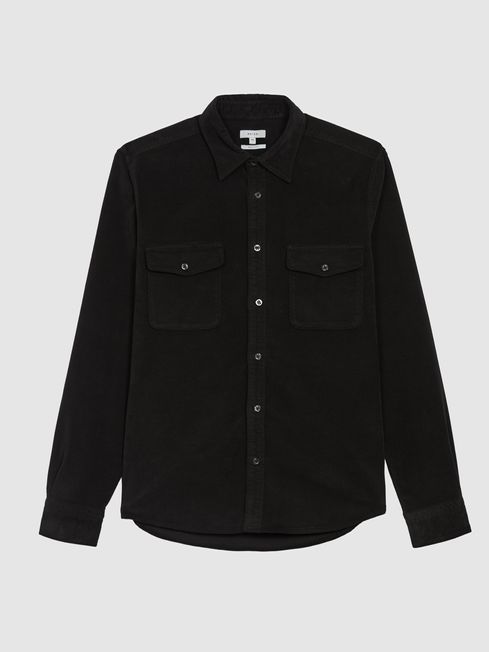 Reiss Black Cialini Twill Cord Twin Pocket Overshirt
