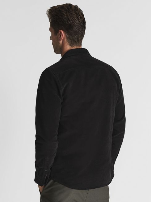 Reiss Black Cialini Twill Cord Twin Pocket Overshirt
