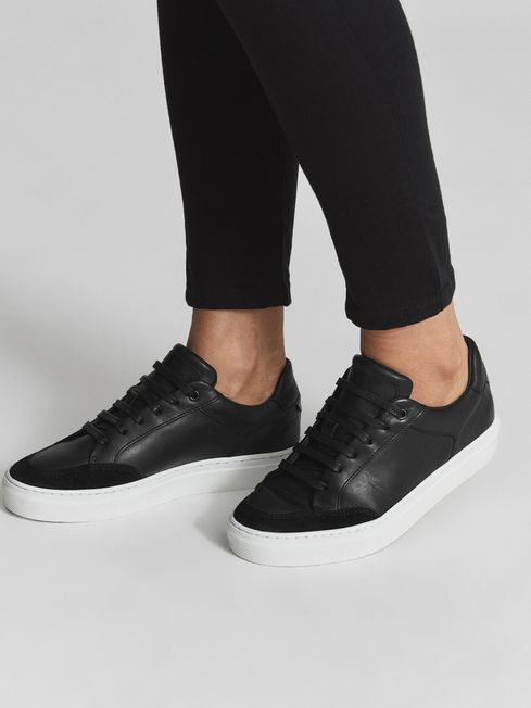 Reiss Black Ashley Low Top Trainers