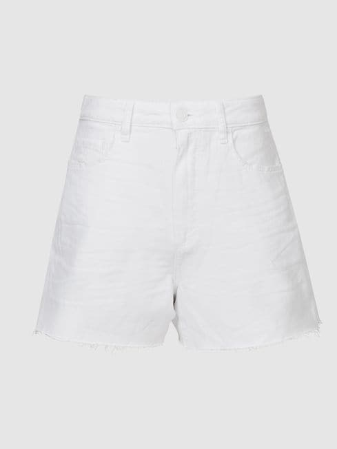Reiss White Dani Paige Raw Hem Denim 