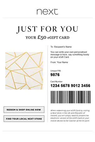 Next gift best sale vouchers