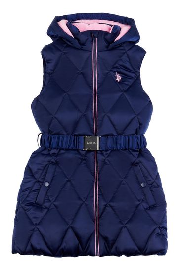 U.S. Polo Assn Blue Longline Puffer Gilet