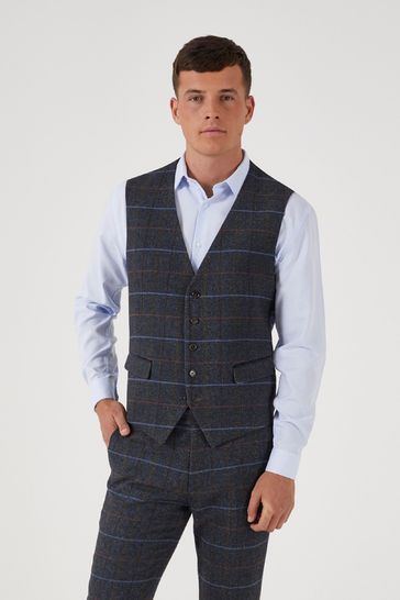 Skopes Doyle Grey Tweed Wool Blend Suit Waistcoat